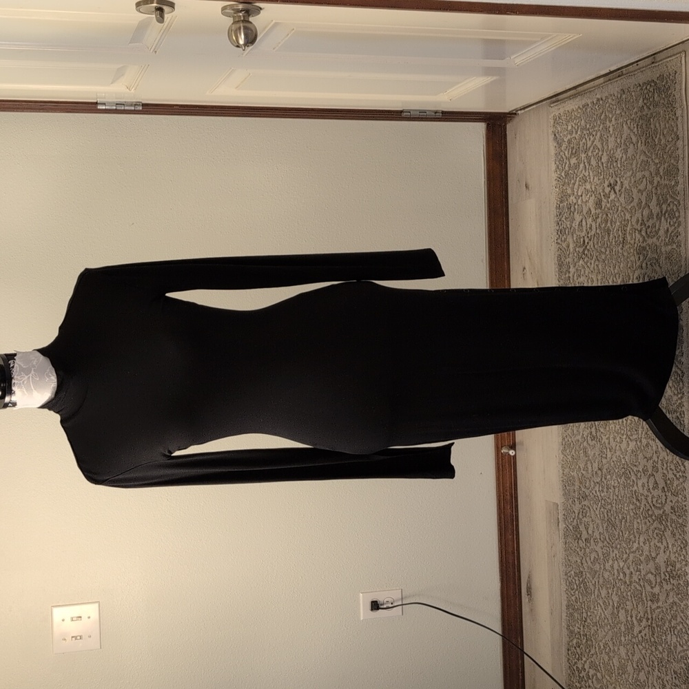 Good American Black Long Sleeve Midi Dress